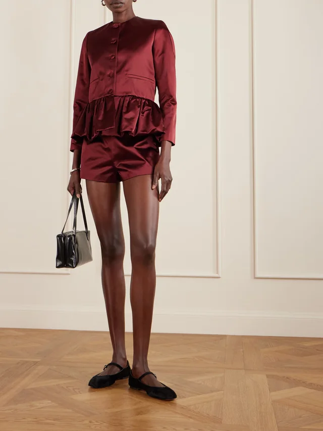 LIBEROWE Verdie cotton-blend duchesse-satin shorts in Red, photo 2 of 2 from NET-A-PORTER (Canada)