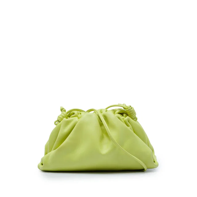 Green Bottega Veneta Lambskin The Mini Pouch Crossbody in Green Lambskin from Designer Revival