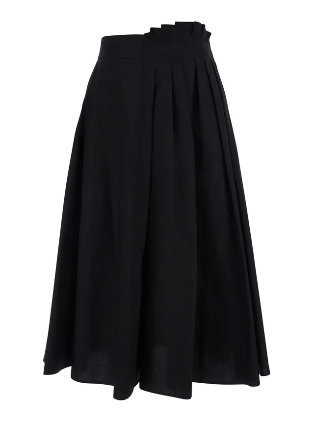 Msgm Black Skirt with Pleated Design in Cotton for Women in Black 100% Cotton, photo 2 of 6 from Gaudenzi Boutique