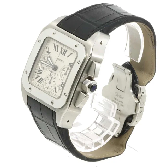Cartier Santos 100 XL W20090X8 Men's Watch, Silver, Automatic Movement in Silver Crocodile from Luxury Promise