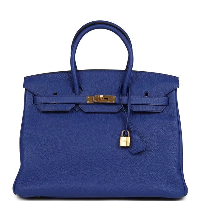 Hermès Birkin 35 Bleu Electric Togo Gold Hardware in Blue Togo leather from Madison Avenue Couture