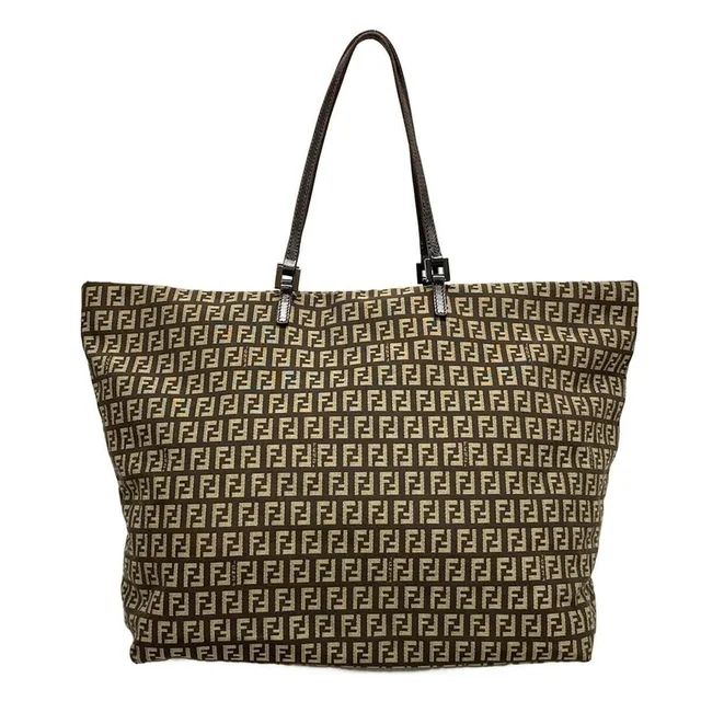 Fendi Zucchino Shoulder Bag Dark Brown Beige Leather in brown|red Leather from Poshmark