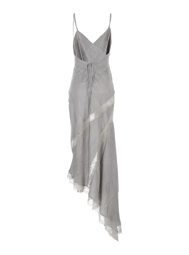 THE ANDAMANE Long Dress 'Rosetta' with Thin Straps and Asymmetrical Design in Gray for Women in Grey, photo 3 of 6 from Gaudenzi Boutique