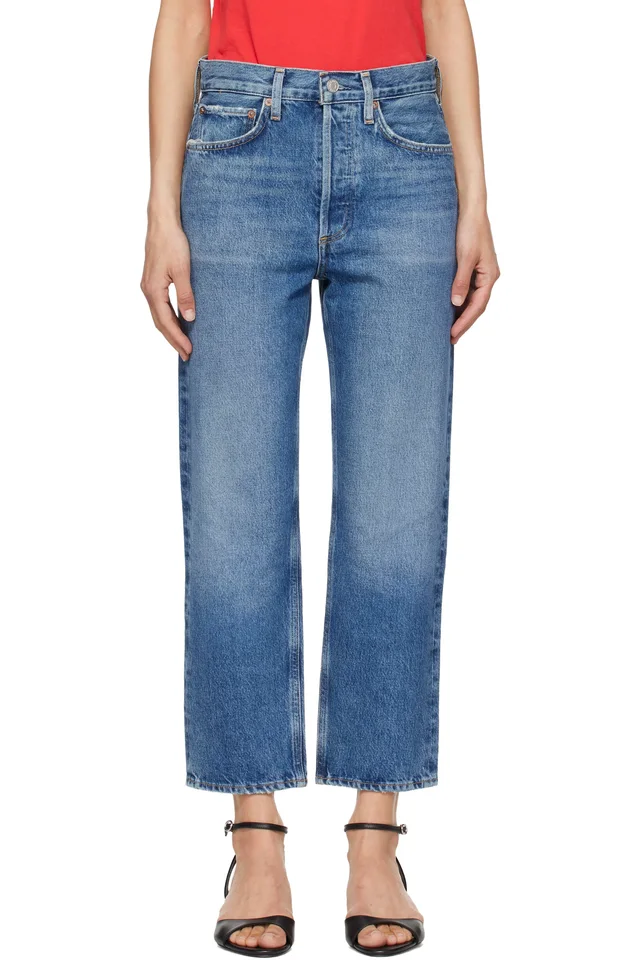 Blue 90's Crop Mid Rise Straight Jeans, image 1 of 1 from SSENSE