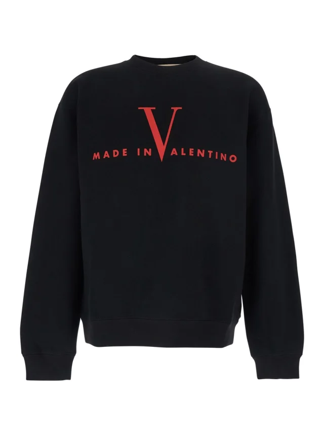 Sweatshirt with Logo Print on the Front and Dropped Shoulders in Black Cotton for Men in Black, image 1 of 1 from Gaudenzi Boutique