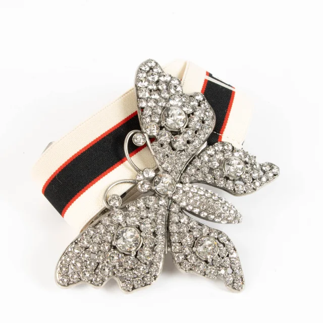 Gucci Multicolor Crystal Butterfly Web Belt in Multicolor from Labellov, photo 4 of 4