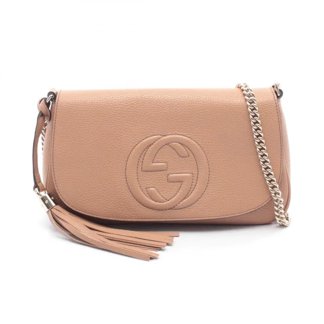 Gucci Shoulder Bag Soho Interlocking G Beige Leather in Beige Leather from The Reluxe