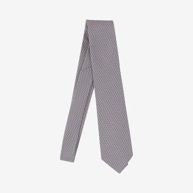 Ferragamo Geometric Silk Necktie — Gray Neckties in Grey Silk from HEWI