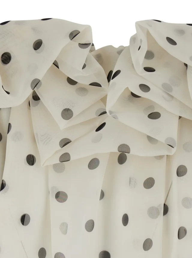 Msgm White top with All-over Polka Dot Print in Tech Fabric Women in White 100% Polyester, photo 5 of 6 from Gaudenzi Boutique