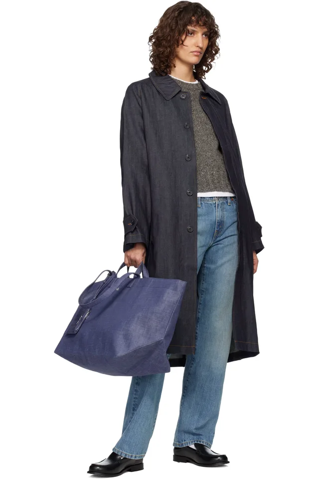 A.P.C. Blue 'Le Drummer' Toile Tote, photo 4 of 4 from SSENSE