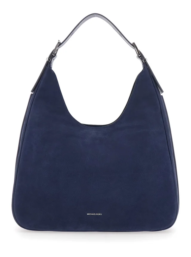 'Nolita Large' Blue Shoulder Bag with Logo Lettering on the Front in Suede Women in Blue, image 1 of 1 from Gaudenzi Boutique