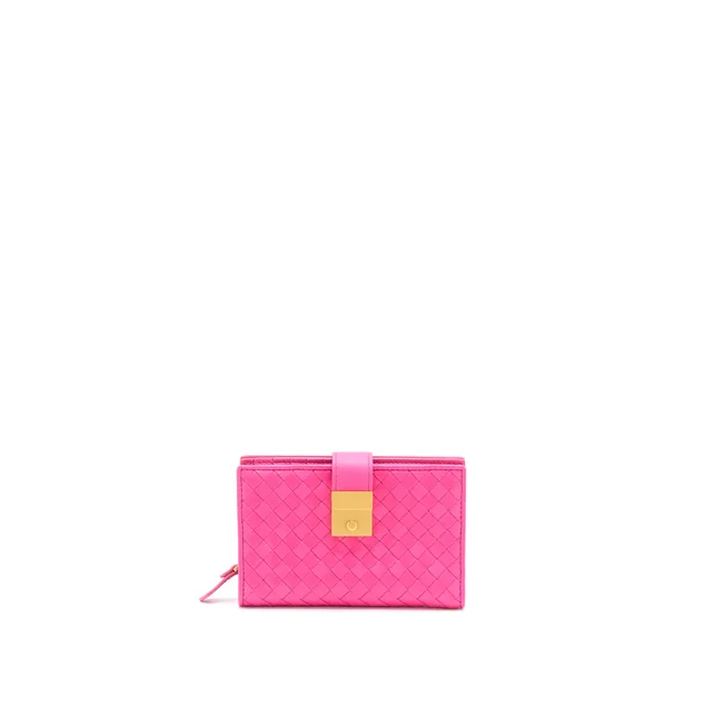 Bottega Veneta Fold Wallet Nappa Pink GHW in Pink Nappa leather from EMIER