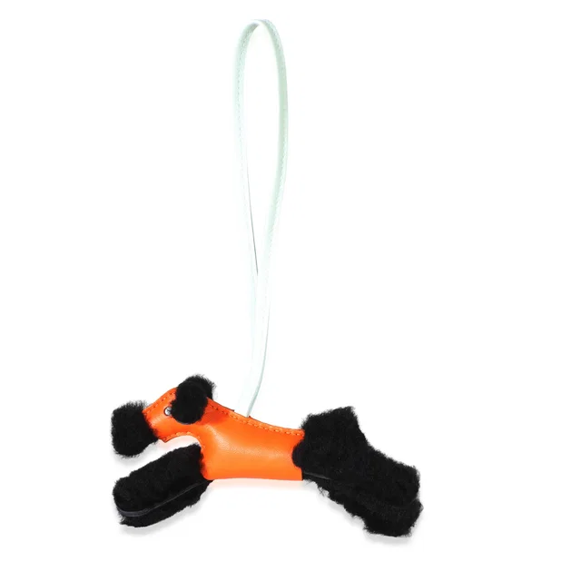 Hermès Black Feu Vert Peppermint Milo Lambskin Shearling Budy Charm in Black Lambskin from myGemma