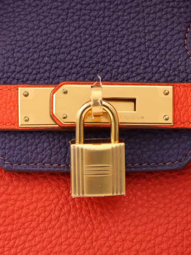 Hermès 2012 Made Birkin 30 Rouge Vif/Rouge Pivoine/Ultraviolet in Red Togo leather from VINTAGE QOO TOKYO, photo 6 of 12