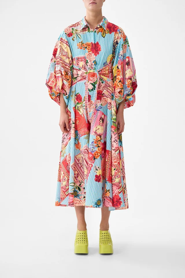 Camilla eBoutique WAIST TIE SHIRT DRESS WITH BUBBLE SLEEVE PAPERS AND CURIOUS CAPERS from CAMILLA, photo 1 of 1