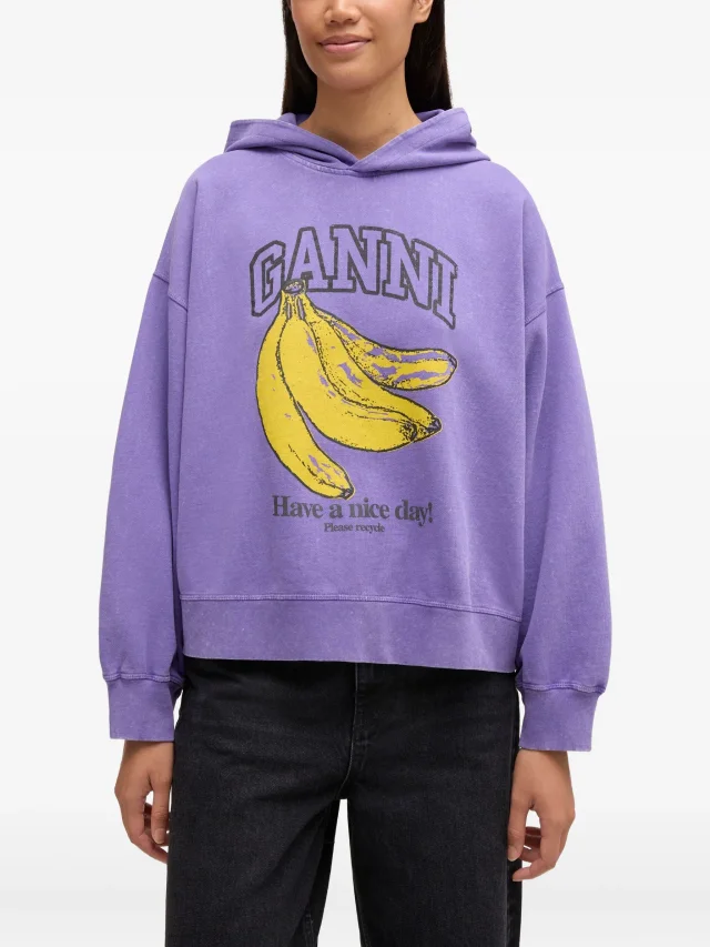 GANNI old effect wash hoodie in Purple, photo 3 of 4 from FARFETCH