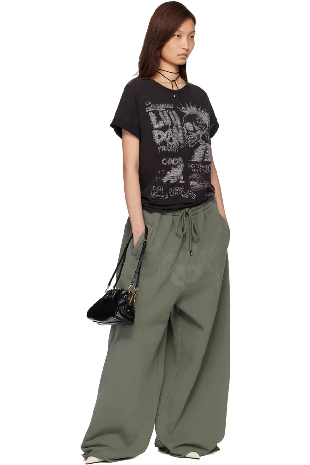 LU'U DAN Green Raw-Cut Bontan Sweatpants, photo 4 of 4 from SSENSE