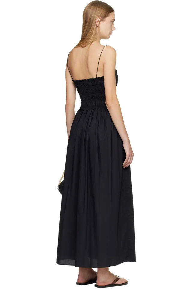Matteau Black Shirred Bodice Midi Dress, photo 3 of 4 from SSENSE