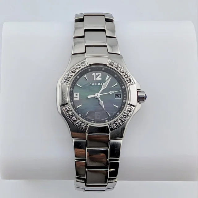 Seiko Coutura 7n82-0bf0 Diamond Bezel Mop Sapphire Women's Watch 28mm 6.5" Lume in gray|silver from Poshmark