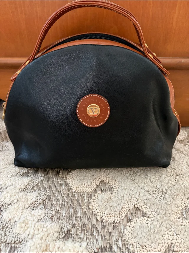 Valentino Garavani Black And Brown Leather Mini Dome Bag in red|brown|black Leather from Poshmark