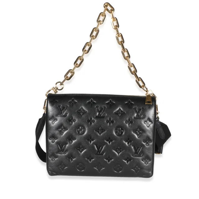 Louis Vuitton Black Monogram Embossed Lambskin Coussin PM in Black Lambskin from myGemma