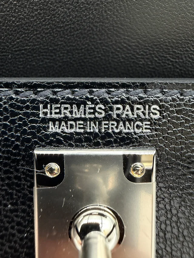 Hermès Mini Kelly Clou de coeur Black Chevre Palladium Hardware in Black Goatskin from Luxury Promise, photo 11 of 11