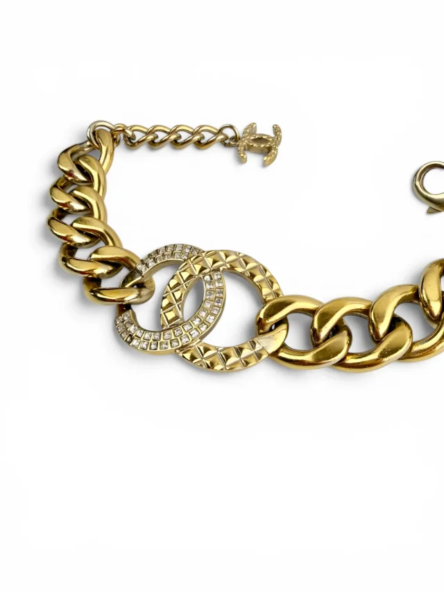 Chanel Gold Tone and Crystal Bracelet in Gold from Season 2 Consign, photo 4 of 6