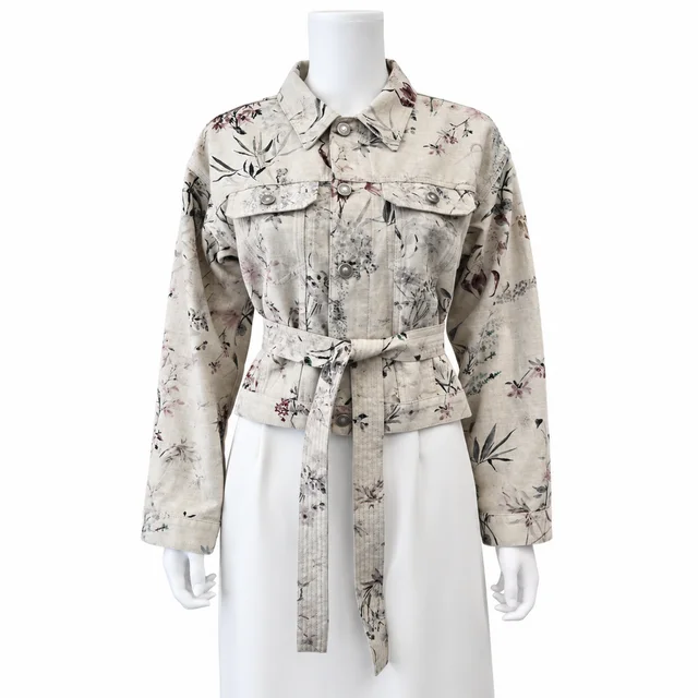 Dior Neutral Floral Print Denim Jacket in Denim from Clotheshorse Anonymous