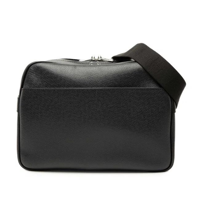 Black Louis Vuitton Taiga Reporter PM Crossbody Bag in Black Leather from Designer Revival