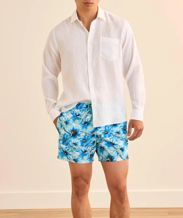 Vilebrequin Poppies & Geckos Swim Shorts in Mid Blue, photo 5 of 5 from Harry Rosen
