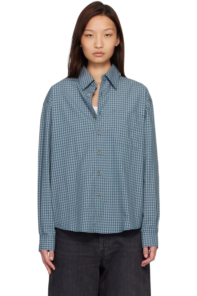 COOR Navy Micro Ombre Check Shirt from SSENSE, photo 1 of 1