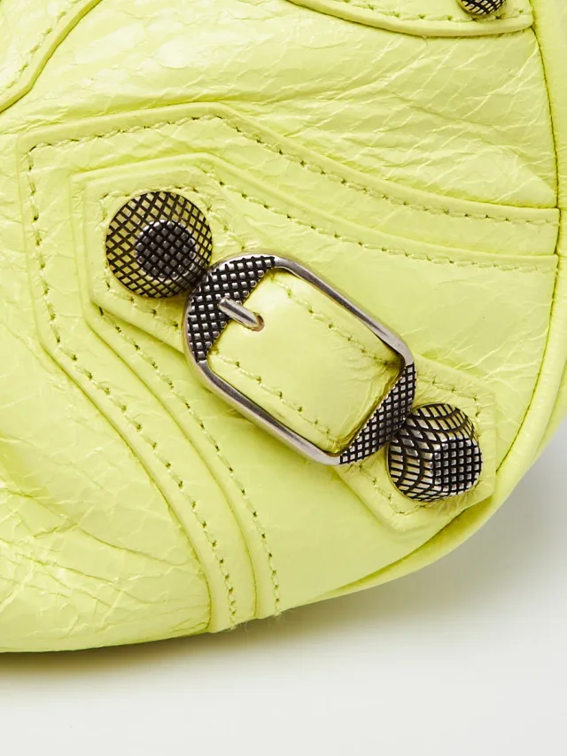 Balenciaga Neon Yellow Lambskin Leather Le Cagole Mini Crossbody Bag in Yellow Lambskin from Yoogis, photo 5 of 12