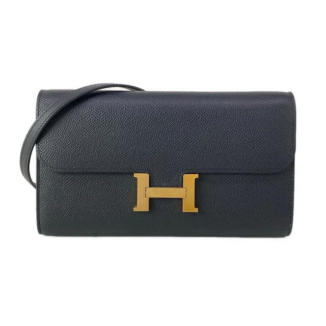 Hermès Wallet Constance Long to Go Black Gold in Black Epsom leather from The Reluxe