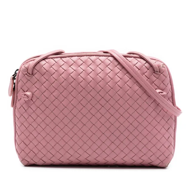 Pink Bottega Veneta Nappa Intrecciato Nodini Crossbody in Pink Nappa leather from Designer Revival
