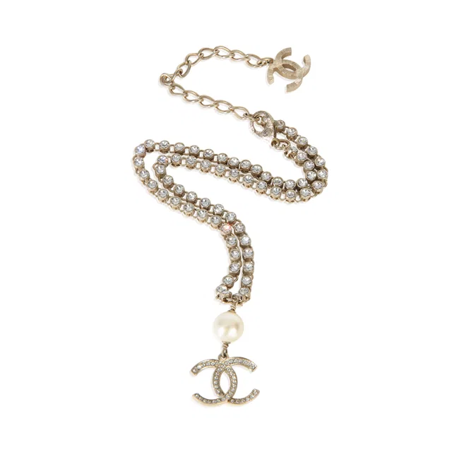 Chanel Gold-Plated 2021 Strass & Faux Pearl Necklace in Gold from HEWI