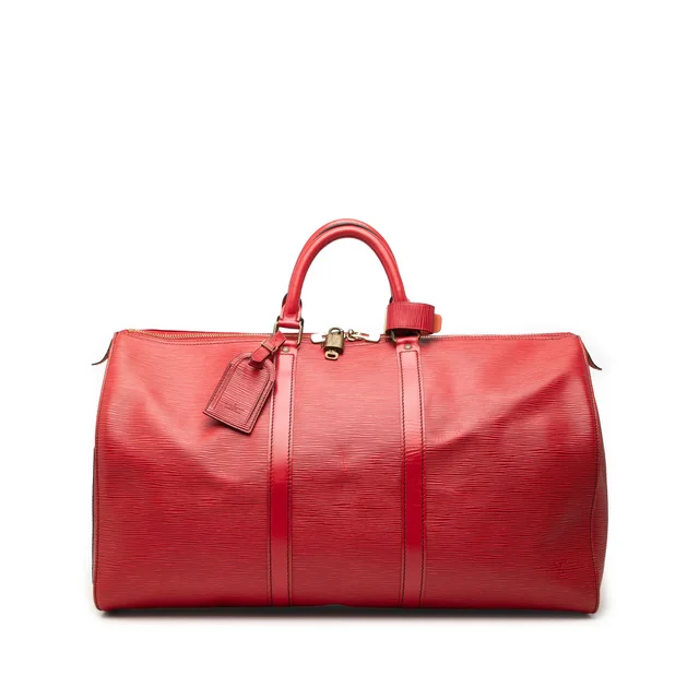 Red Louis Vuitton Epi Keepall 50 Travel Bag in Red Leather from Designer Revival, photo 1 of 1