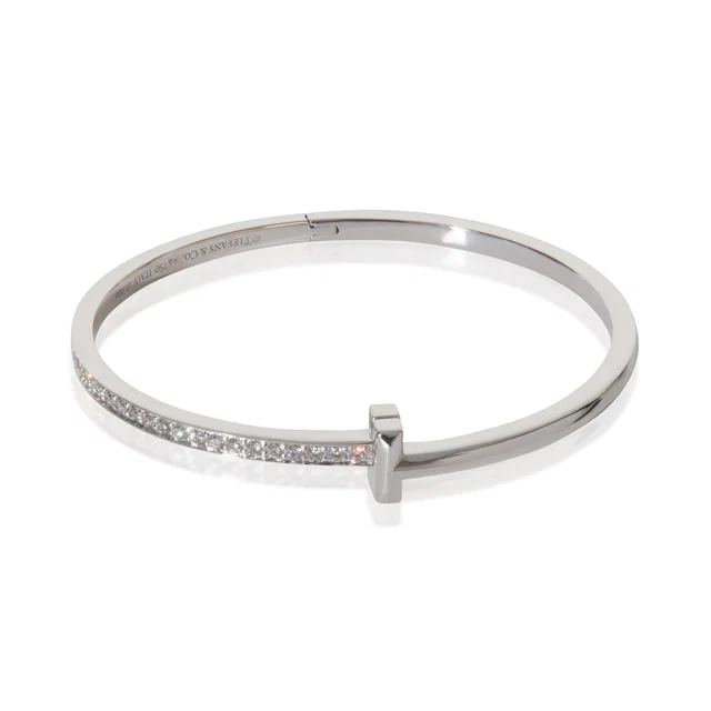 Tiffany & Co. White Gold Diamond T T1 Narrow Hinged Bracelet 18k in White from HEWI