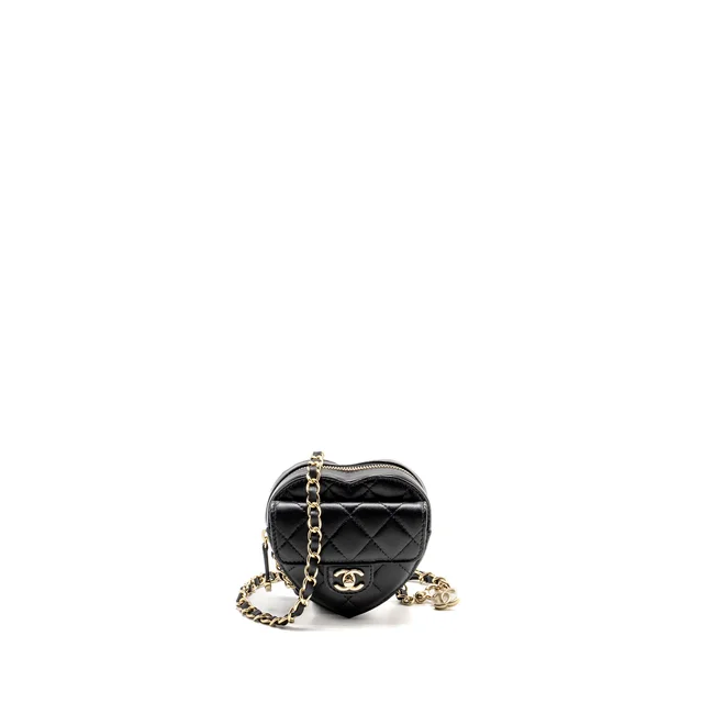 Chanel 22S Heart Belt Bag Lambskin Black LGHW in Black Lambskin from EMIER