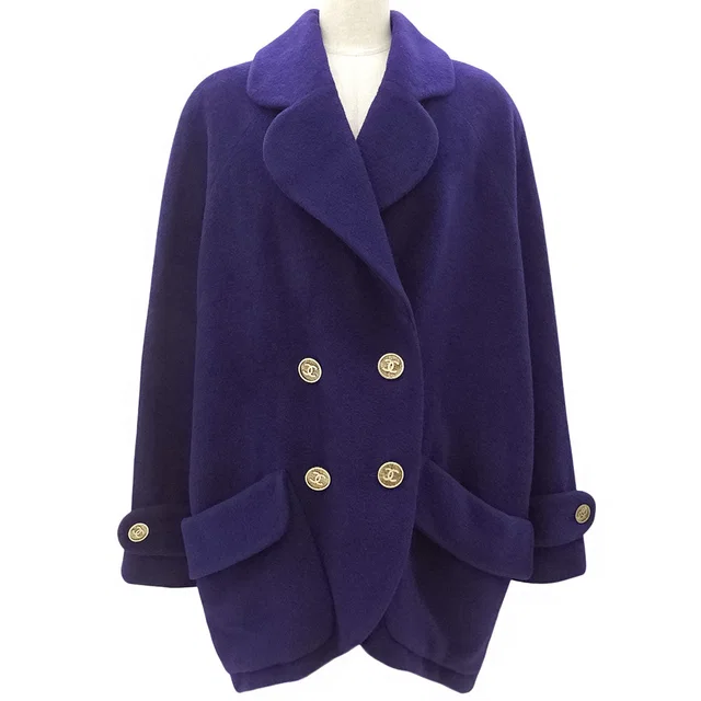 Chanel CC mark button coat, purple in Purple from VINTAGE QOO TOKYO