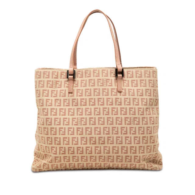 Pink Fendi Zucchino Canvas Tote in Pink Canvas from Designer Revival