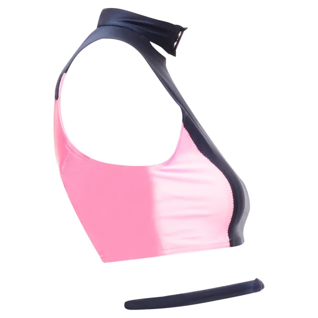 AMBUSH Panelled Logo Back Waist Tie Cropped Sports Top in blue, photo 4 of 6 from ShopSimon
