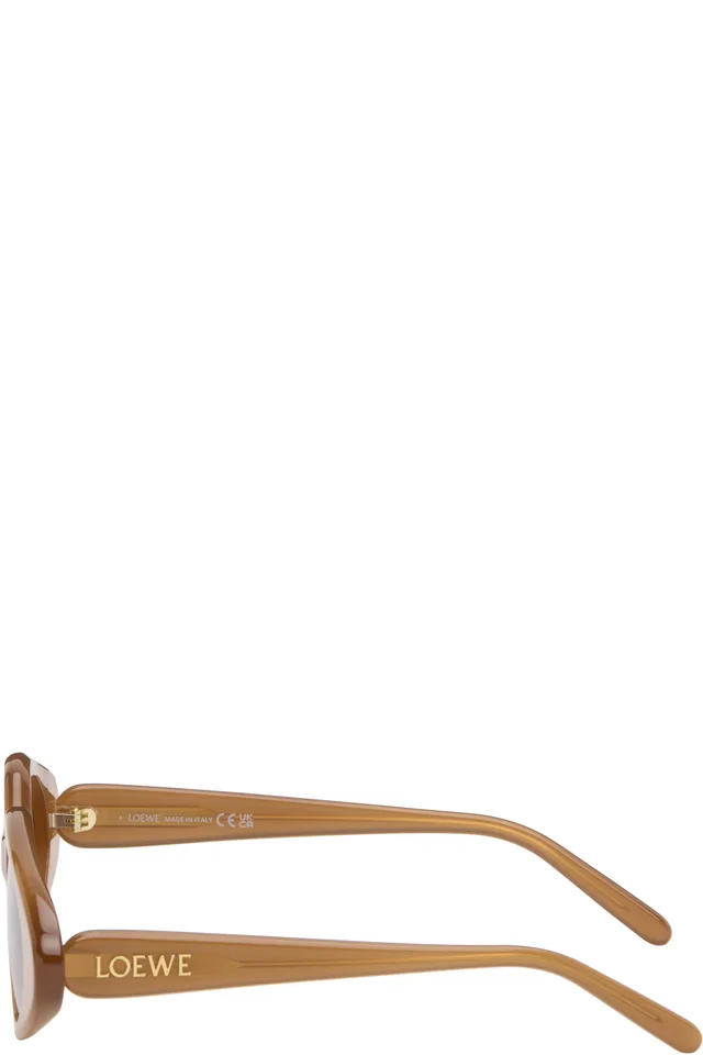 LOEWE Brown Triangle Slim Sunglasses, photo 3 of 3 from SSENSE