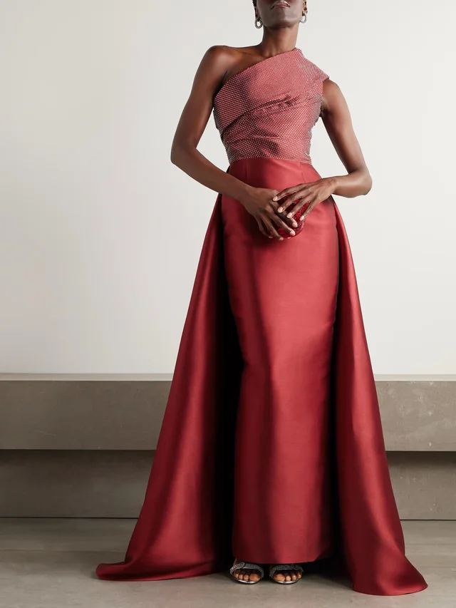 SOLACE LONDON Alba one-shoulder crystal-embellished faille gown in Red, photo 2 of 2 from NET-A-PORTER (Canada)