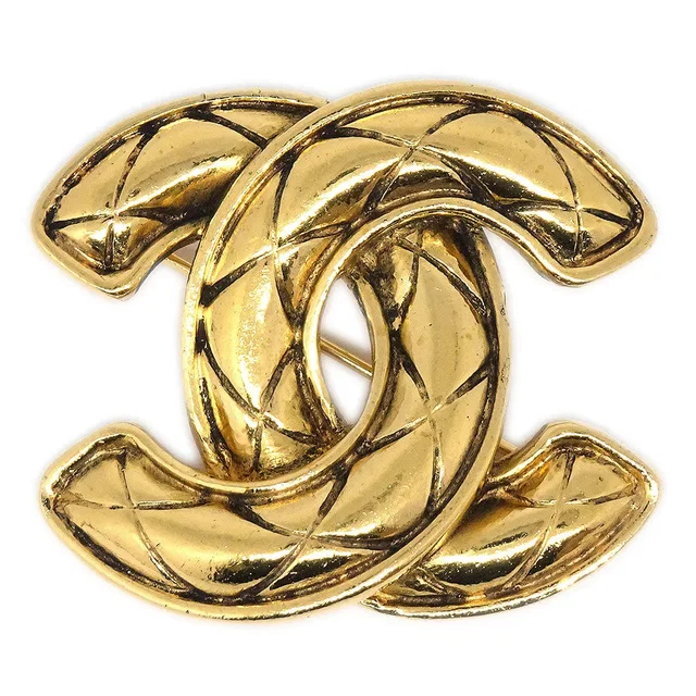 Chanel 1986-1994 Quilted CC Brooch Small 1153 from AMORE Vintage Tokyo