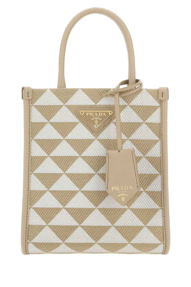 Prada Symbole Top Handle Bag — Beige in Beige Leather from HEWI