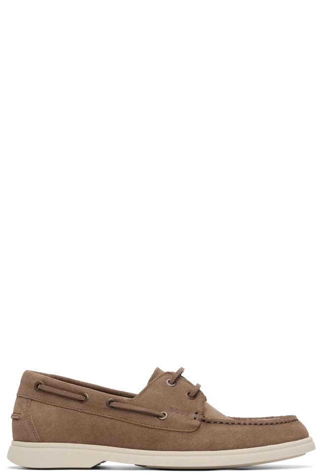 Beige Suede Lace-Detail Boat Shoes, image 1 of 1 from SSENSE