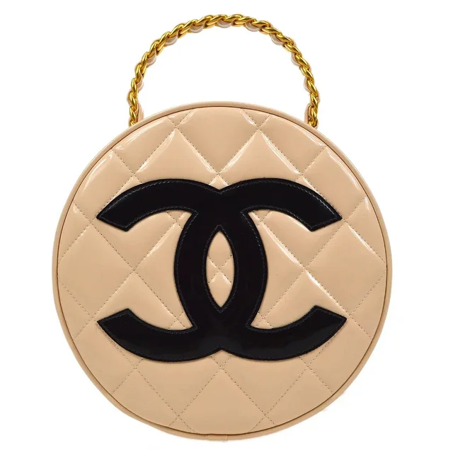 Chanel 1994-1996 Round Vanity Handbag in Patent leather from AMORE Vintage Tokyo