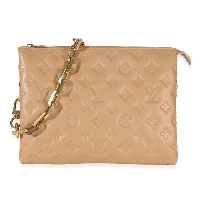 Louis Vuitton Camel Monogram Embossed Lambskin Coussin PM in Brown Lambskin from myGemma