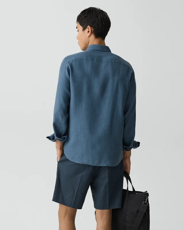 Theory Irving Shirt in Relaxed Linen in BERING 100% Linen, photo 3 of 12 from Theory