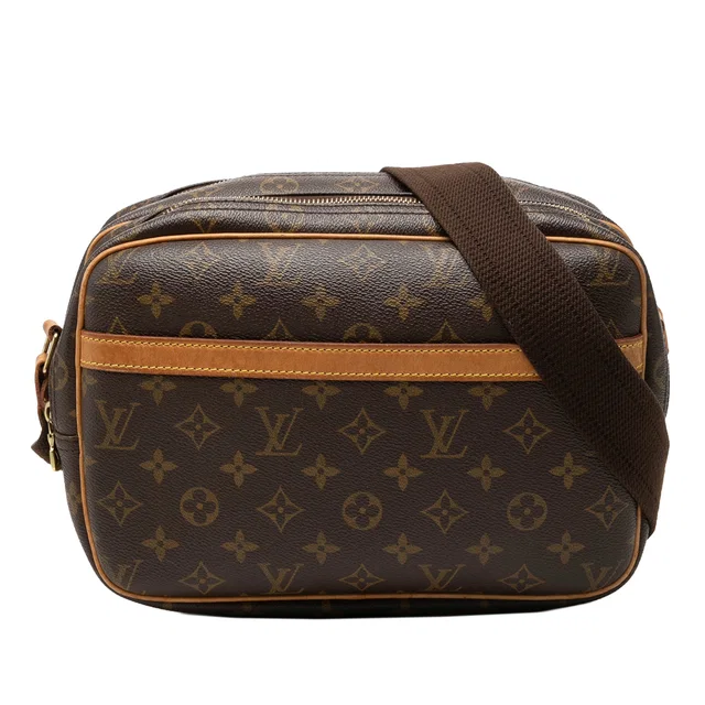 Brown Louis Vuitton Monogram Reporter PM Crossbody Bag in Brown Coated canvas from Designer Revival